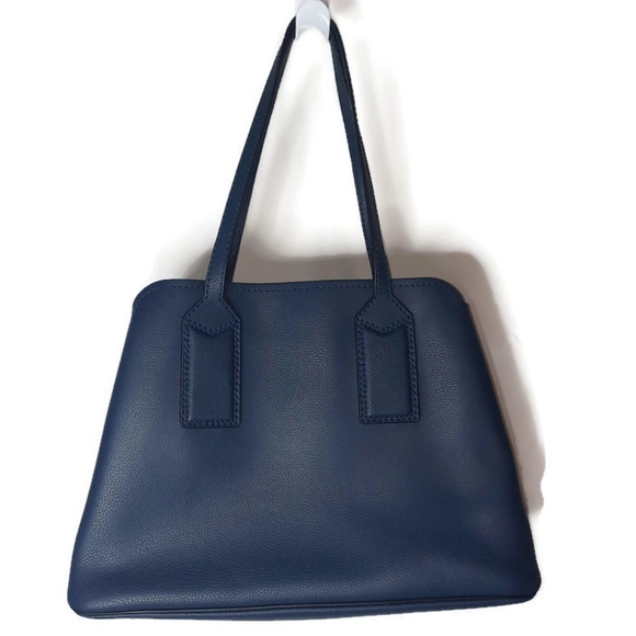 MARC JACOBS Editor Leather Tote Bag Blue Sea Navy Red Everyday Versatile Classic - Picture 3 of 16